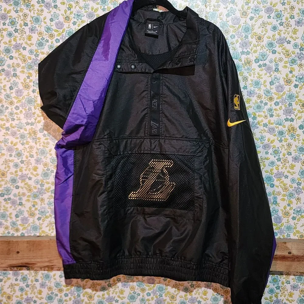 Nike NBA LA Lakers Courtside Basketball Windbreaker Jacket Pullover Men's Sz XL